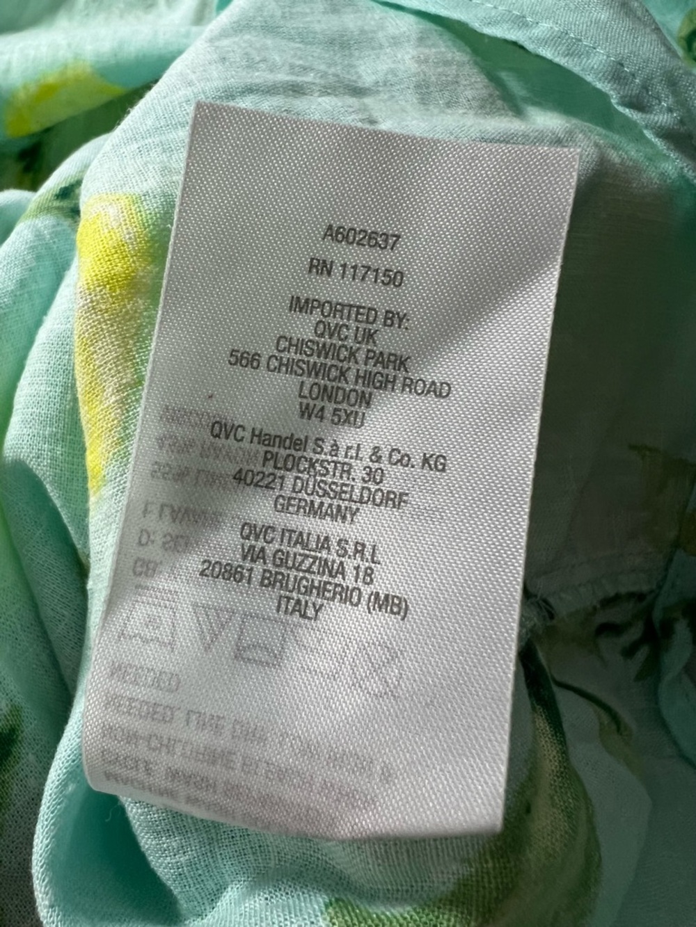 Belle Kim Gravel size 4X Aqua Yellow Lemon Linen Blend Long Sleeve Button Up Top - Picture 8 of 8